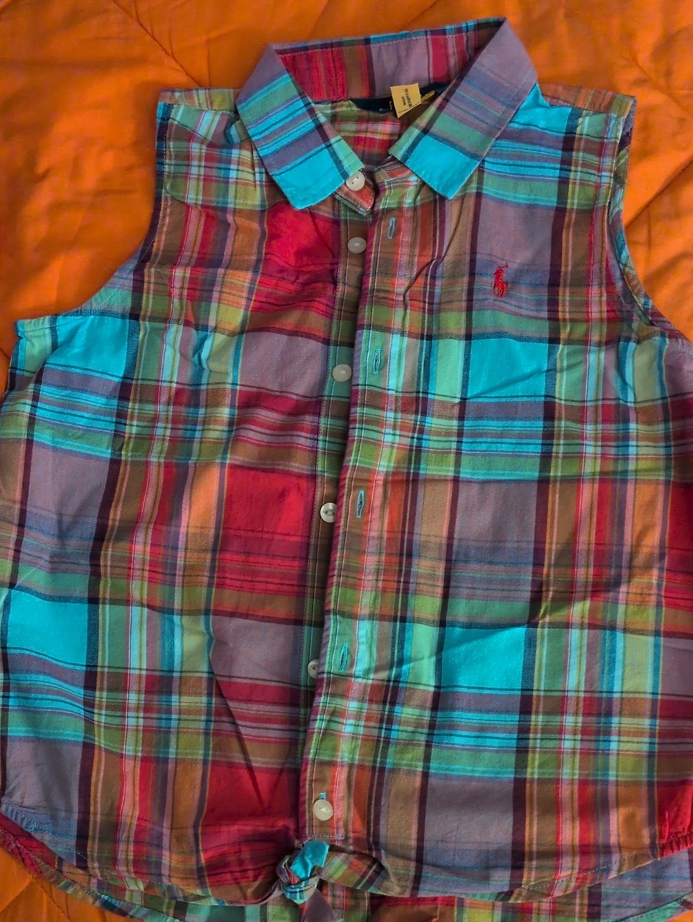 Ralph Lauren Multicolor Plaid Sleeveless Button-Up Shirt